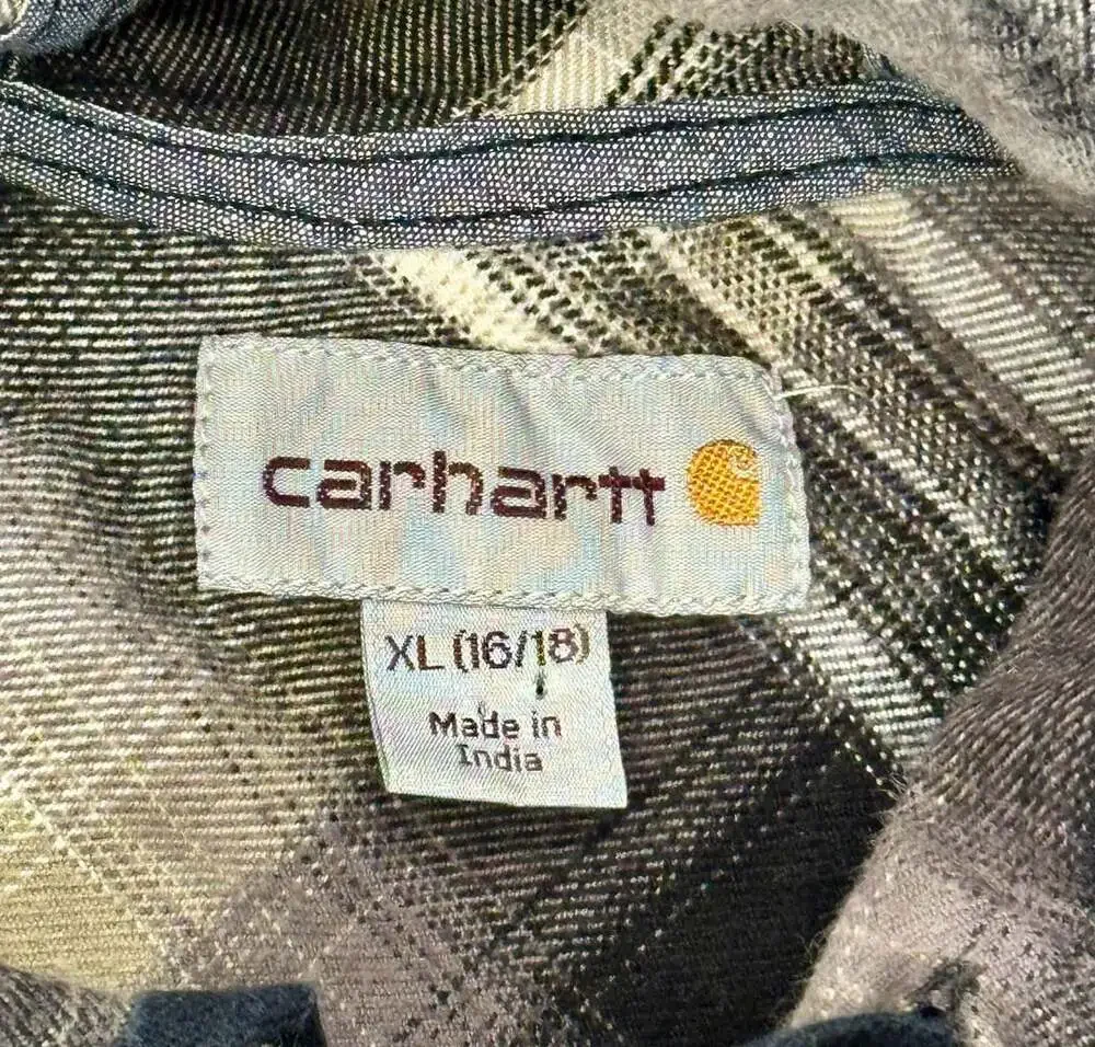 Carhartt Plaid Hooded Flannel Shirt XL (16/18)